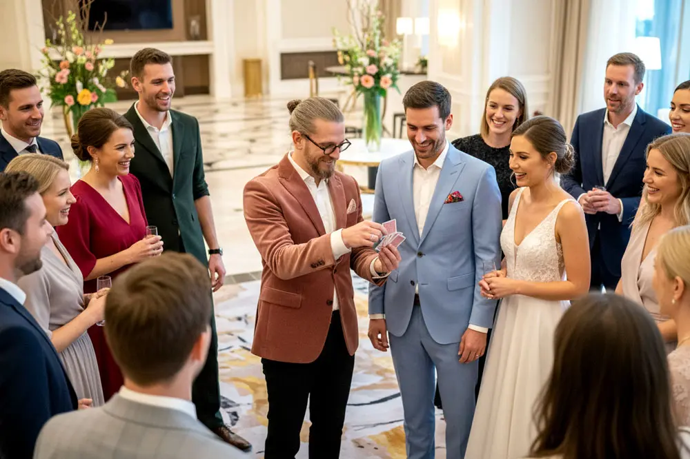 Zauberer auf einer Hochzeit in München – Close-up Magie beim Sektempfang