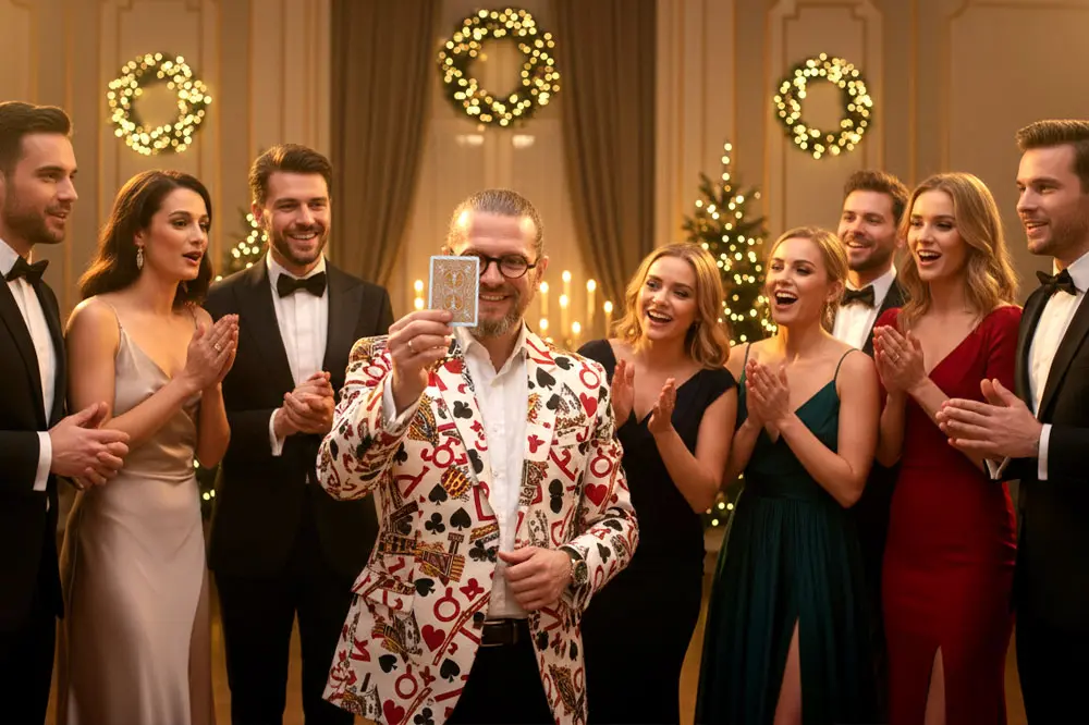 Zauberer auf einer Weihnachtsfeier in München – Close-up Magie